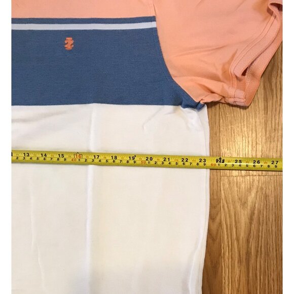 Izod Polo Shirt Advantage Performance XXLT Peach Blue White Stripe Mens Golf Top - Picture 4 of 7